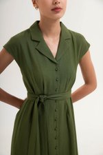 AISLING TEXTURED BUTTONDOWN MIDI SHIRT DRESS