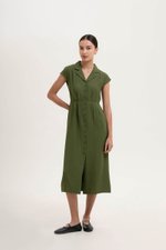 AISLING TEXTURED BUTTONDOWN MIDI SHIRT DRESS