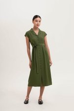 AISLING TEXTURED BUTTONDOWN MIDI SHIRT DRESS