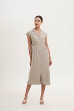 AISLING TEXTURED BUTTONDOWN MIDI SHIRT DRESS