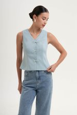 YUI CHEONGSAM TWEED VEST TOP