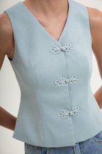 YUI CHEONGSAM TWEED VEST TOP