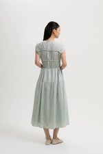 MANDY RUCHED TIERED MIDI DRESS