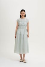 MANDY RUCHED TIERED MIDI DRESS