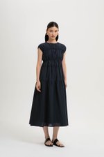 MANDY RUCHED TIERED MIDI DRESS