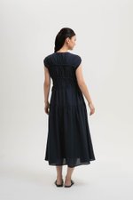 MANDY RUCHED TIERED MIDI DRESS