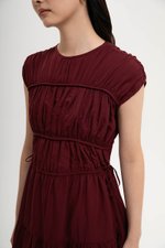 MANDY RUCHED TIERED MIDI DRESS