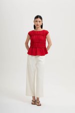 JYNN RUCHED LINEN TOP