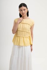 JYNN RUCHED LINEN TOP
