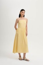 EVELINA PATCH POCKET LINEN DRESS