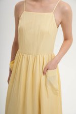 EVELINA PATCH POCKET LINEN DRESS