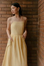 EVELINA PATCH POCKET LINEN DRESS