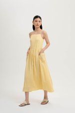 EVELINA PATCH POCKET LINEN DRESS