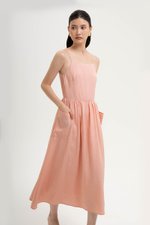 EVELINA PATCH POCKET LINEN DRESS