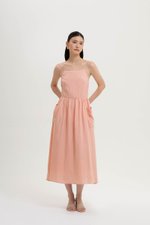 EVELINA PATCH POCKET LINEN DRESS