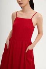 EVELINA PATCH POCKET LINEN DRESS