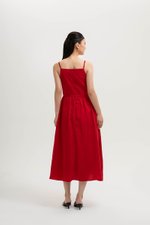 EVELINA PATCH POCKET LINEN DRESS