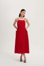 EVELINA PATCH POCKET LINEN DRESS
