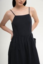 EVELINA PATCH POCKET LINEN DRESS