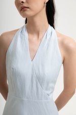 INDRA HALTER NECK BIAS LINEN DRESS
