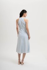 INDRA HALTER NECK BIAS LINEN DRESS