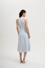INDRA HALTER NECK BIAS LINEN DRESS