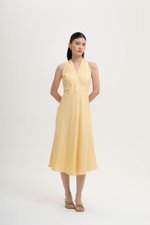INDRA HALTER NECK BIAS LINEN DRESS