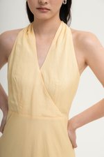 INDRA HALTER NECK BIAS LINEN DRESS