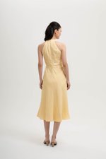 INDRA HALTER NECK BIAS LINEN DRESS