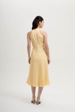 INDRA HALTER NECK BIAS LINEN DRESS
