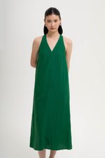 NAIRA TRAPEZE BACK COLUMN LINEN DRESS