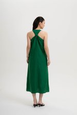 NAIRA TRAPEZE BACK COLUMN LINEN DRESS