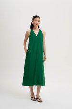 NAIRA TRAPEZE BACK COLUMN LINEN DRESS