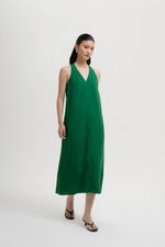 NAIRA TRAPEZE BACK COLUMN LINEN DRESS