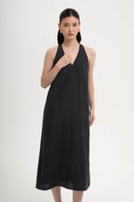 NAIRA TRAPEZE BACK COLUMN LINEN DRESS