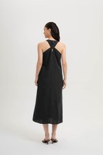 NAIRA TRAPEZE BACK COLUMN LINEN DRESS