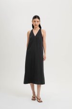 NAIRA TRAPEZE BACK COLUMN LINEN DRESS