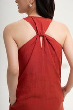 NAIRA TRAPEZE BACK COLUMN LINEN DRESS