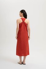 NAIRA TRAPEZE BACK COLUMN LINEN DRESS