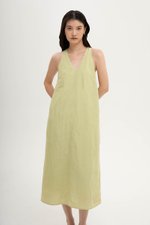 NAIRA TRAPEZE BACK COLUMN LINEN DRESS