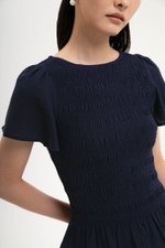 CHARLEE FLUTTER SLEEVES SMOCKED LINEN TOP