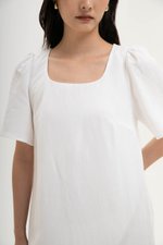 KARISA FLUTTER SLEEVE LINEN MINI DRESS