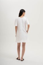 KARISA FLUTTER SLEEVE LINEN MINI DRESS