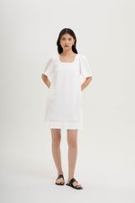 KARISA FLUTTER SLEEVE LINEN MINI DRESS