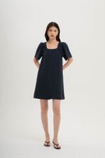 KARISA FLUTTER SLEEVE LINEN MINI DRESS