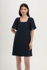 KARISA FLUTTER SLEEVE LINEN MINI DRESS