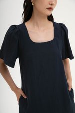 KARISA FLUTTER SLEEVE LINEN MINI DRESS