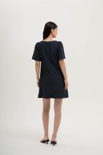 KARISA FLUTTER SLEEVE LINEN MINI DRESS