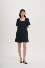 KARISA FLUTTER SLEEVE LINEN MINI DRESS