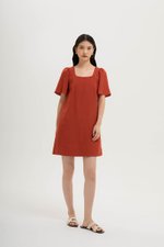 KARISA FLUTTER SLEEVE LINEN MINI DRESS